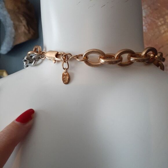 Zara Gold and Silver Chain Necklace with Padlock - Picture 8 of 12
